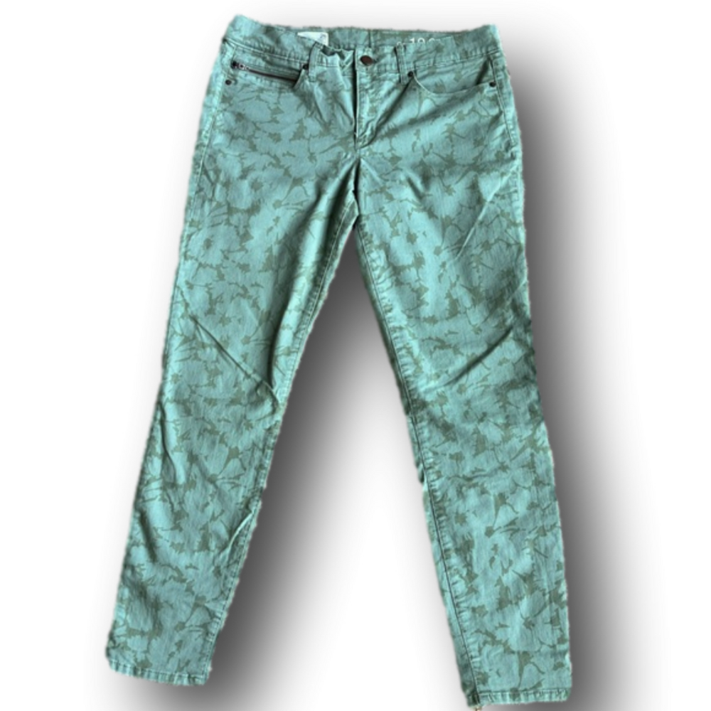 GAP green floral legging denim pants back zipper